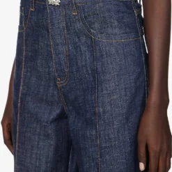 Crystal-embellished Straight-leg Mid-rise Stretch-organic Denim Shorts -Outlet Pique Style Store R04154808 DENIM ALT04