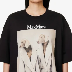 Max Mara Tacco Graphic-print Cotton-jersey T-shirt 9 Max Mara Tacco Graphic-print Cotton-jersey T-shirt -Outlet Pique Style Store R04156258 BLACK ALT04