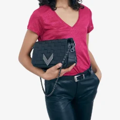 Ikks V-neck Short-sleeved Linen T-shirt -Outlet Pique Style Store R04156271 PURPLE ALT01