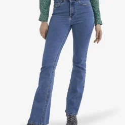 Ikks Boot-cut Flared-leg High-rise Stretch-denim Jeans -Outlet Pique Style Store R04156291 TURQUOISE ALT02