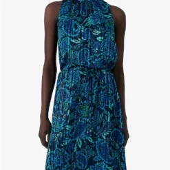 Ikks Floral-print Woven Midi Dress 7 Ikks Floral-print Woven Midi Dress -Outlet Pique Style Store R04156322 NAVYBLUE ALT02