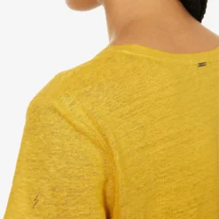 Ikks V-neck Relaxed-fit Linen T-shirt 9 Ikks V-neck Relaxed-fit Linen T-shirt -Outlet Pique Style Store R04156325 YELLOW ALT04