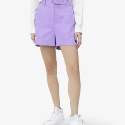Ikks Triangle-buckle Stretch Cotton-blend Shorts -Outlet Pique Style Store R04156347 LILAC ALT02