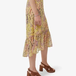 Ikks Paisley-print Stretch-woven Maxi Skirt -Outlet Pique Style Store R04156349 YELLOW ALT02