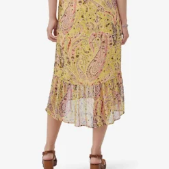 Ikks Paisley-print Stretch-woven Maxi Skirt -Outlet Pique Style Store R04156349 YELLOW ALT03