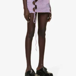 Distressed Cut-out Mini Skirt -Outlet Pique Style Store R04156855 PEONY ALT02