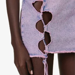 Distressed Cut-out Mini Skirt -Outlet Pique Style Store R04156855 PEONY ALT04