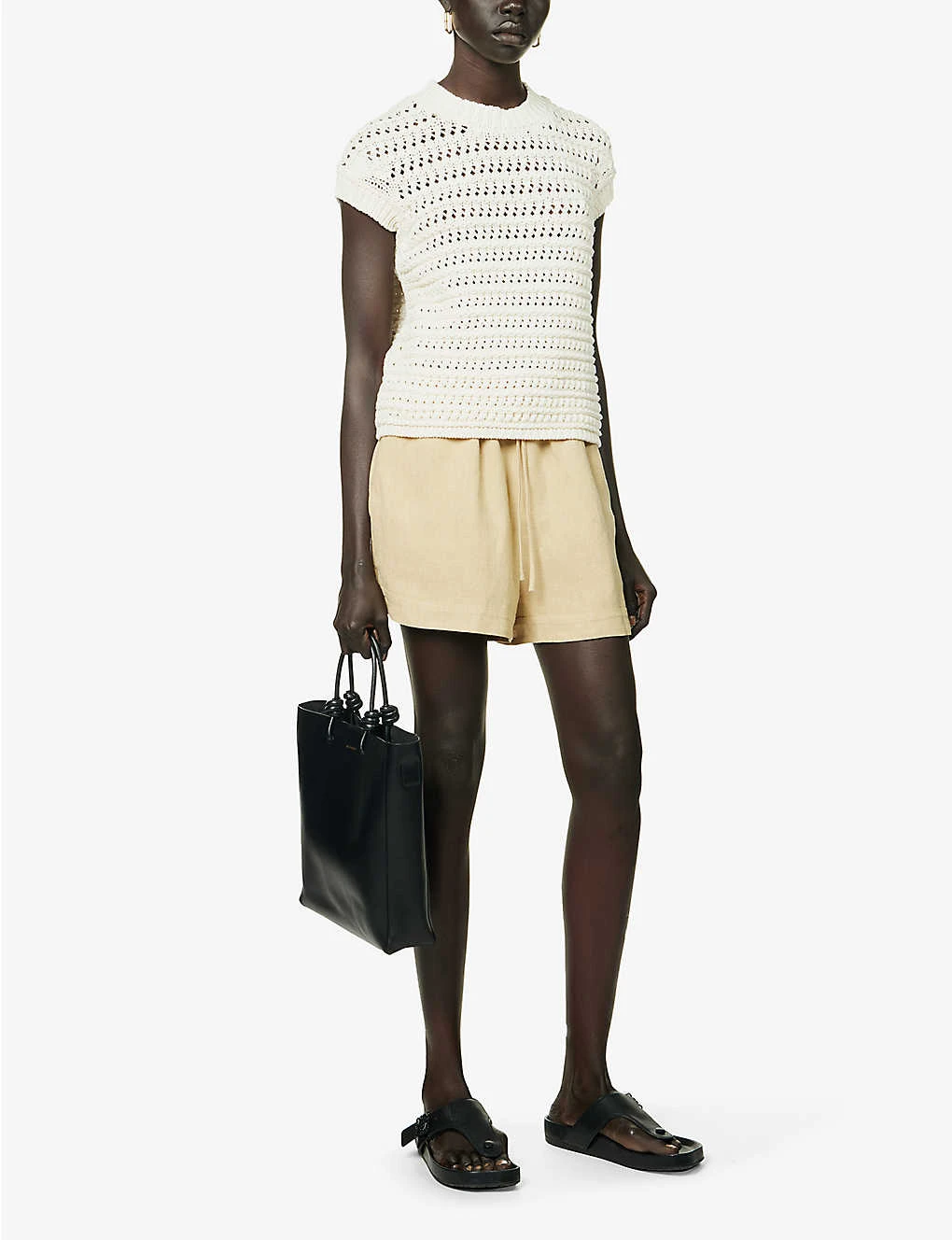 Mid-rise Elasticated-waistband Linen Shorts 2 Mid-rise Elasticated-waistband Linen Shorts - Image 2