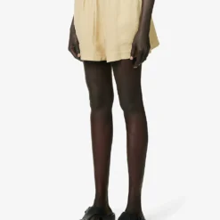 Mid-rise Elasticated-waistband Linen Shorts 7 Mid-rise Elasticated-waistband Linen Shorts -Outlet Pique Style Store R04157396 BEIGE ALT02