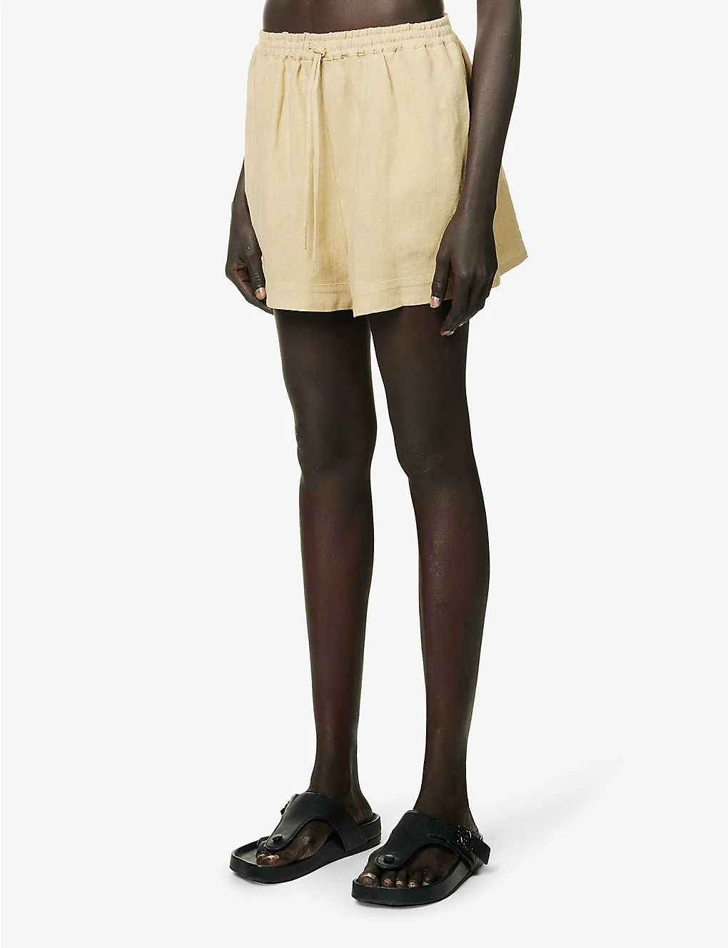 Mid-rise Elasticated-waistband Linen Shorts 3 Mid-rise Elasticated-waistband Linen Shorts - Image 3