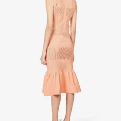 Fluted Flared-hem Recycled-polyester Knitted Midi Dress -Outlet Pique Style Store R04157883 SALMON ALT03