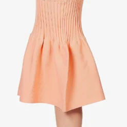 Fluted Flared-hem Recycled-polyester Knitted Midi Dress -Outlet Pique Style Store R04157883 SALMON ALT04