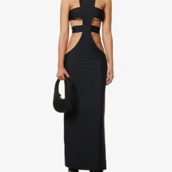 Power Cut-out Sleeveless Slim-fit Stretch-woven Maxi Dress -Outlet Pique Style Store R04158074 BLACK ALT01