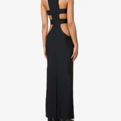 Power Cut-out Sleeveless Slim-fit Stretch-woven Maxi Dress -Outlet Pique Style Store R04158074 BLACK ALT03