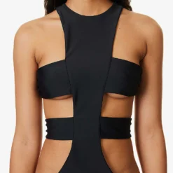 Power Cut-out Sleeveless Slim-fit Stretch-woven Maxi Dress -Outlet Pique Style Store R04158074 BLACK ALT04