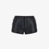 Azora Eyelet-embellished Faux-leather Micro Mini Shorts