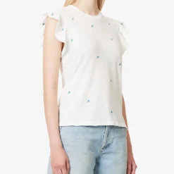 RAILS Birdie Floral-embroidered Cotton T-shirt -Outlet Pique Style Store R04158665 BLUEBUDEMBROIDERY ALT02