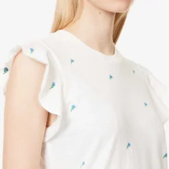 RAILS Birdie Floral-embroidered Cotton T-shirt -Outlet Pique Style Store R04158665 BLUEBUDEMBROIDERY ALT04