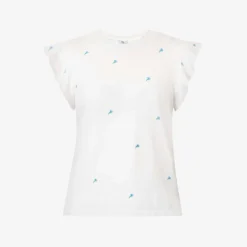 RAILS Birdie Floral-embroidered Cotton T-shirt