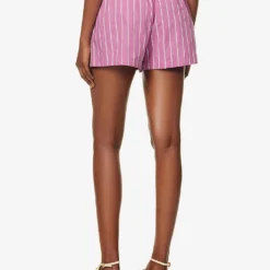 Faithfull The Brand Elva Striped Cotton-poplin Shorts -Outlet Pique Style Store R04158853 ADIASTRIPEPRINTLILAC ALT03