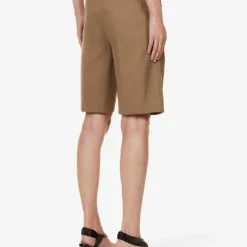Sportmax Ocra Pressed-crease Regular-fit Cotton-blend Shorts -Outlet Pique Style Store R04158876 BEIGE ALT03