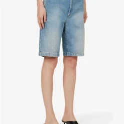 Sportmax Dorotea Straight-leg Mid-rise Regular-fit Denim Shorts -Outlet Pique Style Store R04158886 CORNFLOWER ALT02