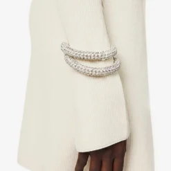 Olivia Ring-embellished Knitted Mini Dress -Outlet Pique Style Store R04158903 CREAM ALT04