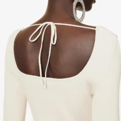 Olivia Ring-embellished Knitted Mini Dress -Outlet Pique Style Store R04158903 CREAM ALT05