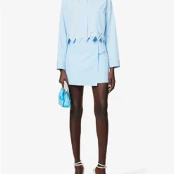 Heart Crystal-embellished Cotton Mini Skirt 6 Heart Crystal-embellished Cotton Mini Skirt -Outlet Pique Style Store R04158915 BLUE ALT01