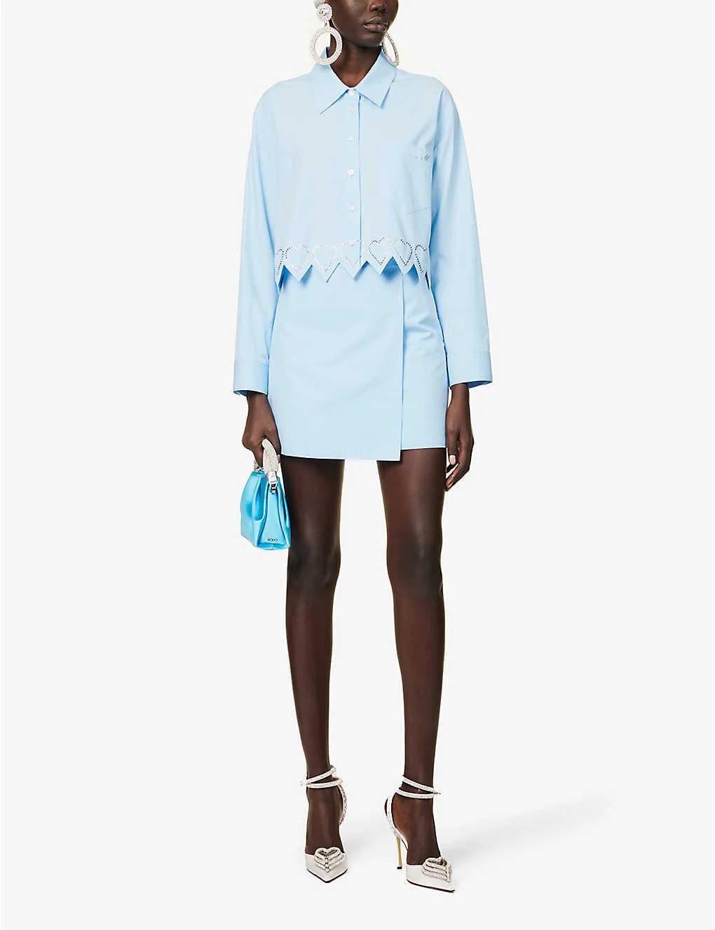 Heart Crystal-embellished Cotton Mini Skirt 2 Heart Crystal-embellished Cotton Mini Skirt - Image 2