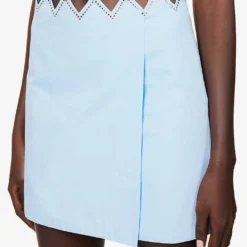 Heart Crystal-embellished Cotton Mini Skirt 9 Heart Crystal-embellished Cotton Mini Skirt -Outlet Pique Style Store R04158915 BLUE ALT04