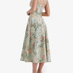 Sabrina Floral-print Cotton-blend Midi Dress -Outlet Pique Style Store R04159571 LIGHTJADE ALT03