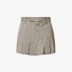 Bottega Veneta Pleated Structured-waist Woven Mini Skirt