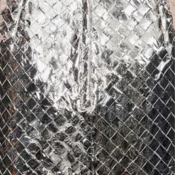 Bottega Veneta Intrecciato High-rise Leather Midi Skirt -Outlet Pique Style Store R04159967 SILVER ALT05