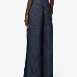 Belted Wide-leg High-rise Denim Jeans -Outlet Pique Style Store R04160109 DARKBLUEJEANS ALT03