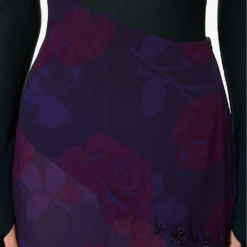 Floral-print Asymmetric-hem Silk Midi Skirt -Outlet Pique Style Store R04160117 PURPLE ALT05