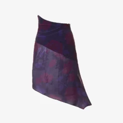 Floral-print Asymmetric-hem Silk Midi Skirt