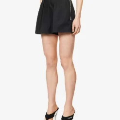 ALEXANDER WANG Safari Logo-print High-rise Cotton-blend Shorts -Outlet Pique Style Store R04160687 BLACK ALT02