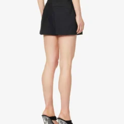 ALEXANDER WANG Safari Logo-print High-rise Cotton-blend Shorts -Outlet Pique Style Store R04160687 BLACK ALT03