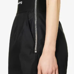 ALEXANDER WANG Safari Logo-print High-rise Cotton-blend Shorts -Outlet Pique Style Store R04160687 BLACK ALT04