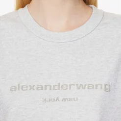 ALEXANDER WANG Glittered Logo-print Cotton-jersey T-shirt -Outlet Pique Style Store R04160692 LIGHTHEATHERGREY ALT04