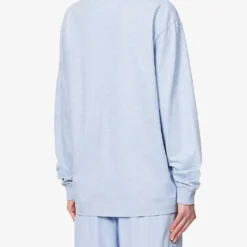 ALEXANDER WANG Glittered Logo-print Long-sleeved Cotton-jersey T-shirt -Outlet Pique Style Store R04160693 LIGHTBLUEHEATHER ALT03