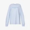 ALEXANDER WANG Glittered Logo-print Long-sleeved Cotton-jersey T-shirt