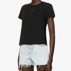 ALEXANDER WANG Essential Logo-print Cotton T-shirt -Outlet Pique Style Store R04160697 BLACK ALT02