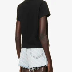 ALEXANDER WANG Essential Logo-print Cotton T-shirt -Outlet Pique Style Store R04160697 BLACK ALT03