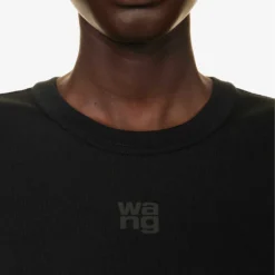 ALEXANDER WANG Essential Logo-print Cotton T-shirt -Outlet Pique Style Store R04160697 BLACK ALT04