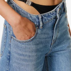 ALEXANDER WANG Asymmetrical-waist Straight-leg Low-rise Jeans -Outlet Pique Style Store R04160703 VINTAGELIGHTINDIGO ALT04