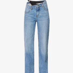 ALEXANDER WANG Asymmetrical-waist Straight-leg Low-rise Jeans