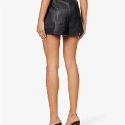 ALEXANDER WANG Safari High-rise Leather Shorts -Outlet Pique Style Store R04160710 BLACK ALT03