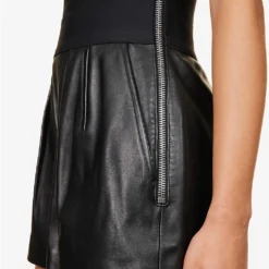 ALEXANDER WANG Safari High-rise Leather Shorts -Outlet Pique Style Store R04160710 BLACK ALT05
